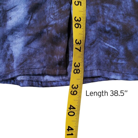 MICHAEL KORS Denim Blue Tie Dye Print Shirtdress Tabbed Sleeves Blue & Black S - Picture 12 of 15